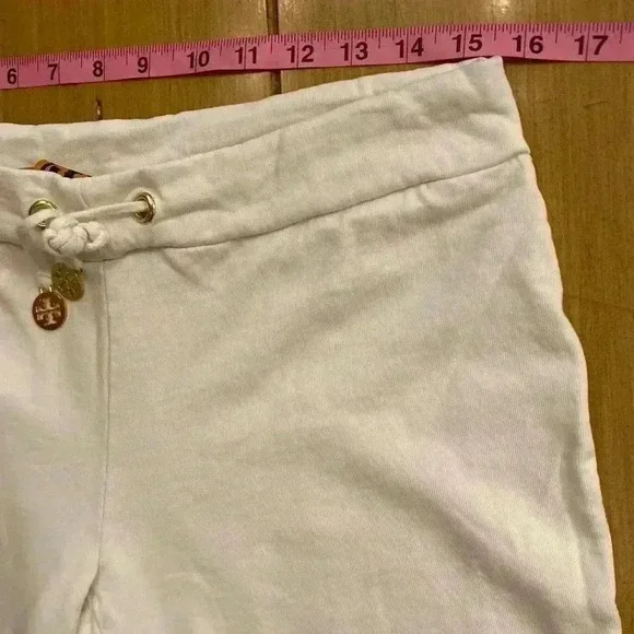 Tory Burch Women’s French Terry Cotton Sweat Pants Draw String white Small NWOT